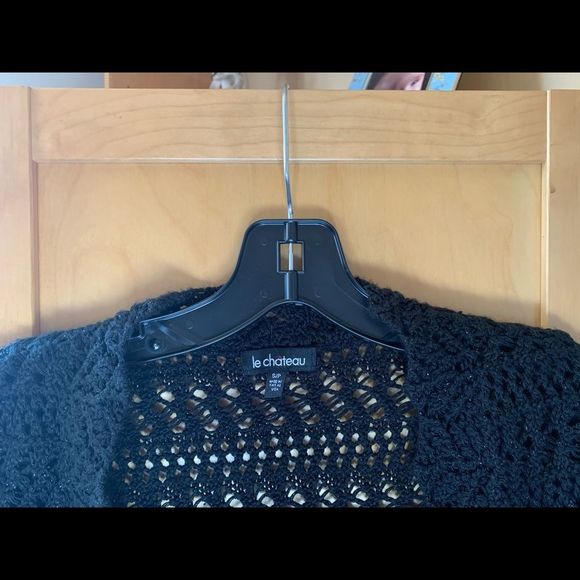 Le Chateau Black Sparkly Cropped Cardigan Size S - Picture 3 of 3